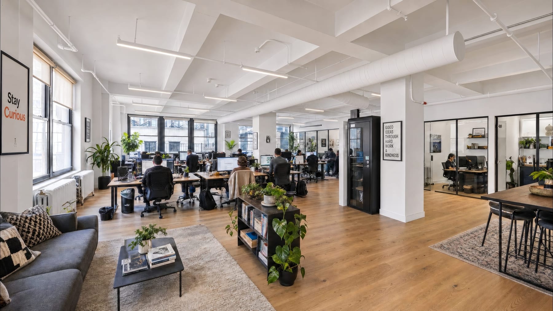 Staged open floor